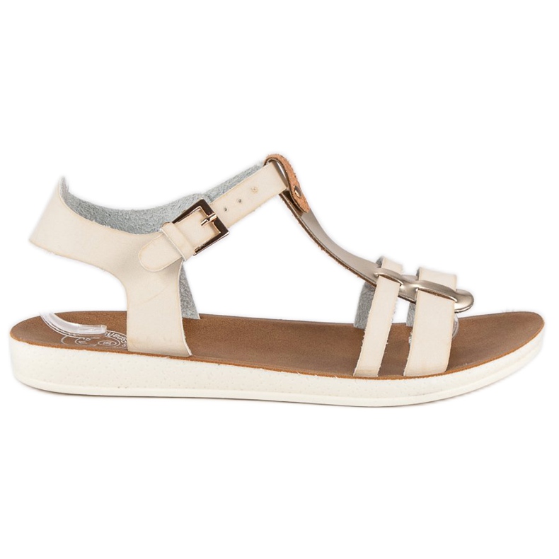 Sandalias abrochadas con hebilla marrón amarillo