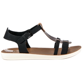 Sandalias abrochadas con hebilla negro marrón