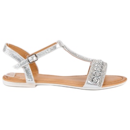 Sandalias plateadas con abalorios gris