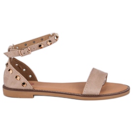 Fashion Sandalias de ante con tachuelas marrón