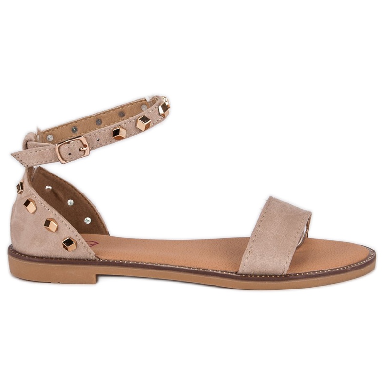 Fashion Sandalias de ante con tachuelas marrón