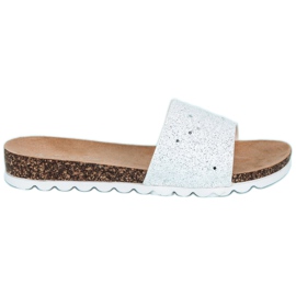 Sixth Sense Pantuflas de mujer con purpurina blanco Sixth Sense Pantuflas de mujer con purpurina blanco