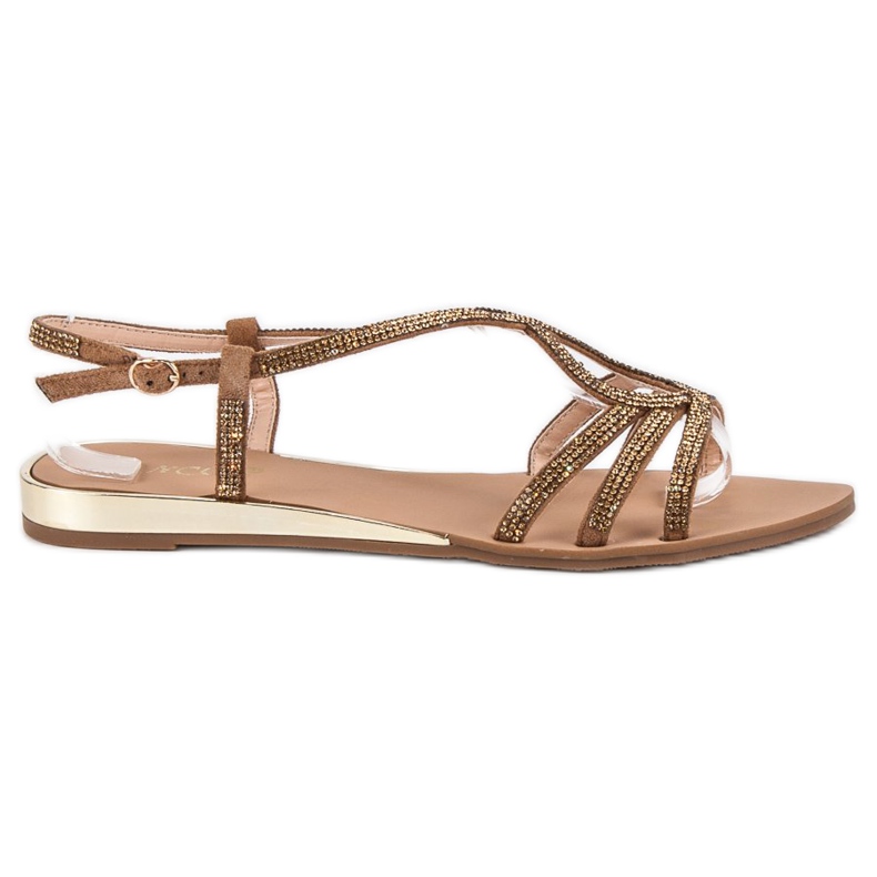 Sandalias camel decorativas marrón