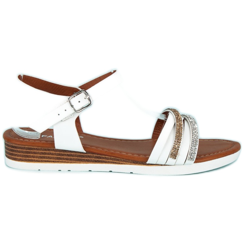 Fama Sandalias en un tacón de cuña bajo blanco Fama Sandalias en un tacón de cuña bajo blanco