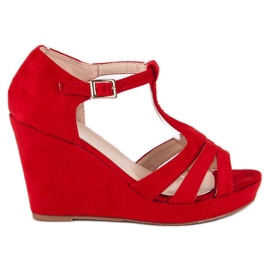 Sandalias cuña rojas rojo