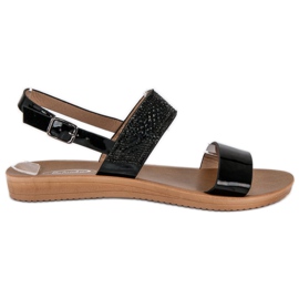 Sandalias lacadas con hebilla negro Sandalias lacadas con hebilla negro