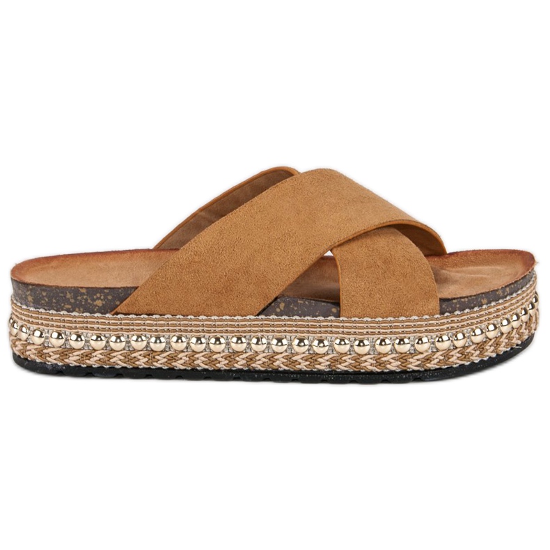 Flyfor Pantuflas boho camel marrón