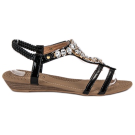Sandalias lacadas con elástico negro Sandalias lacadas con elástico negro
