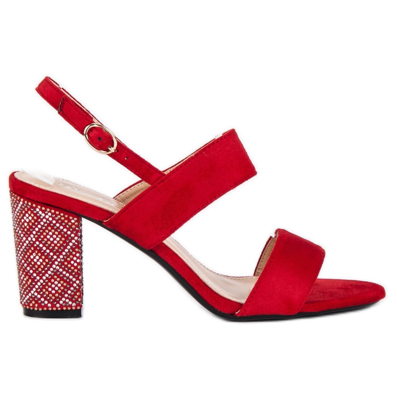 Sandalias con estilo con perlas rojo