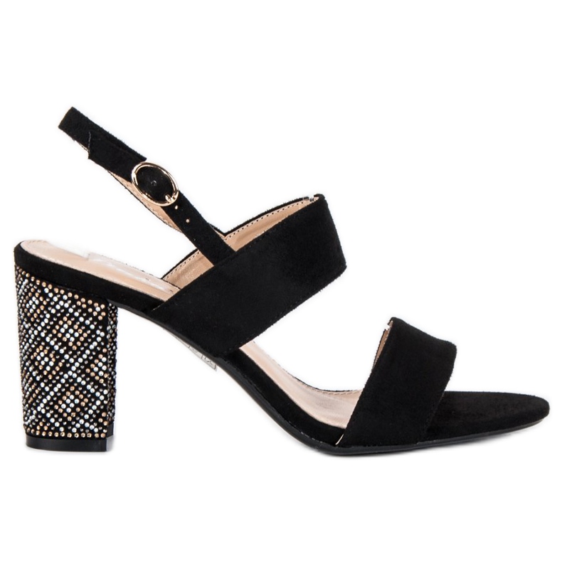 Sandalias con estilo con perlas negro