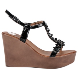 Beauty Girl'S Sandalias cuña elegantes negro