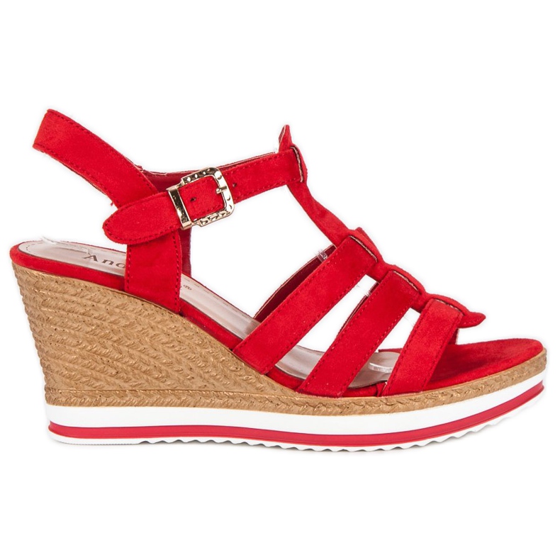 Sandalias cuña rojas rojo