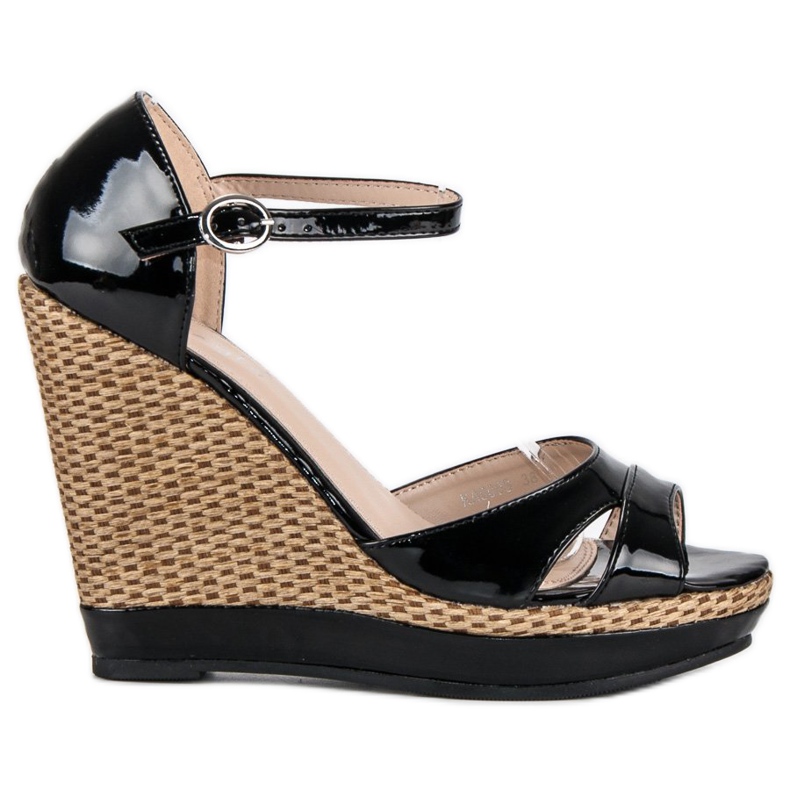 Kayla Sandalias de cuña lacadas negras negro