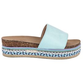 Babuchas boho ante azul
