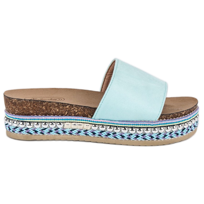 Babuchas boho ante azul Babuchas boho ante azul