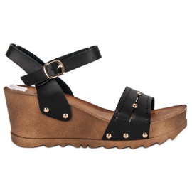Sandalias cuña negras negro