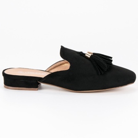 Vinceza Pantuflas de ante negras negro