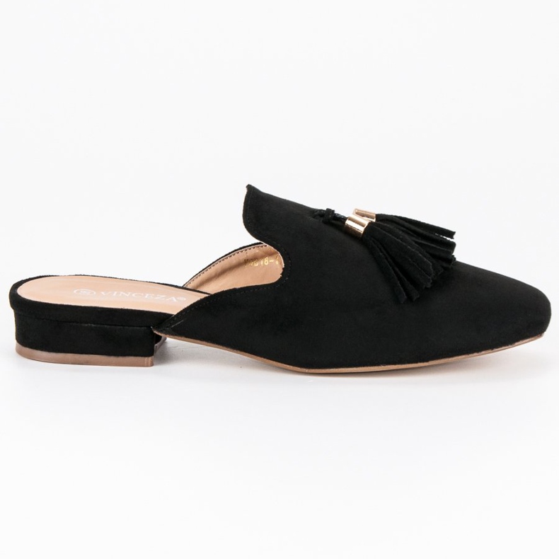 Vinceza Pantuflas de ante negras negro