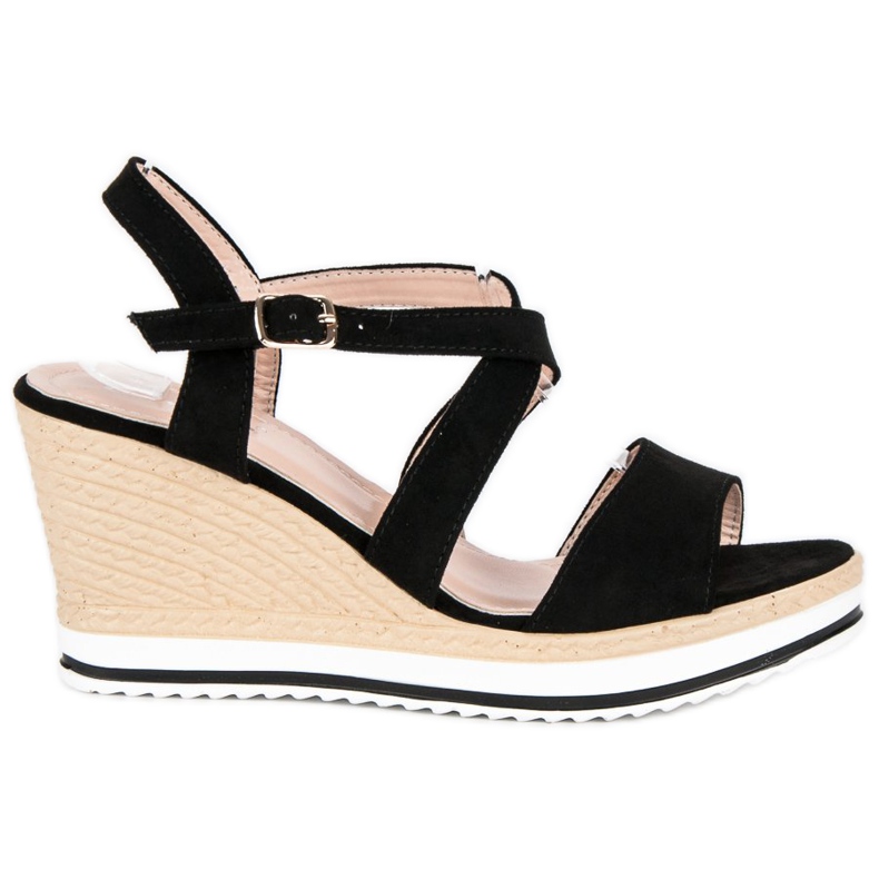 Anesia Paris Sandalias cuña negras negro