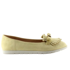 Mocasín pastel con flecos T261 Amarillo Mocasín pastel con flecos T261 Amarillo