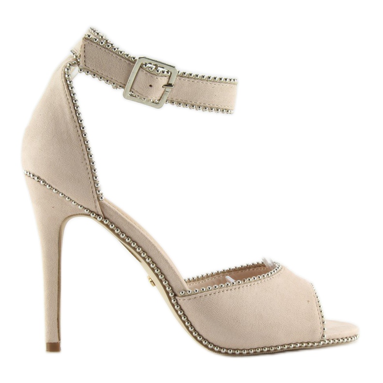 Sandalias elegantes en un tacón beige NF-24P Beige