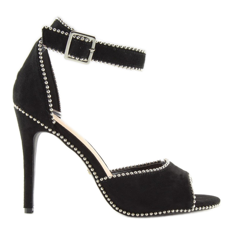 Elegantes sandalias negras de tacón alto NF-24P Negro
