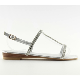 Sandalias plateadas con circonitas 86-C010 plata gris
