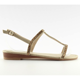 Sandalias con circonitas doradas 86-C010 Oro dorado