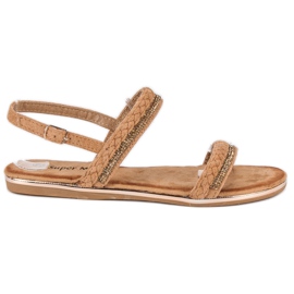 Super Me Cómodas sandalias de ante marrón