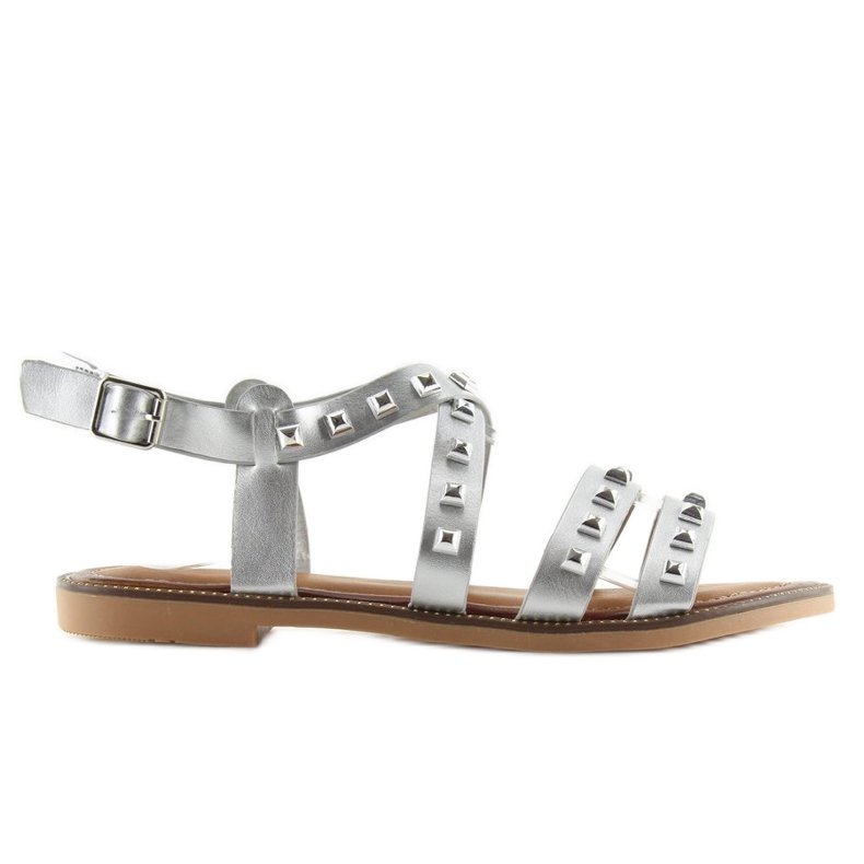 Plata M-520 Sandalias plateadas con tachuelas gris
