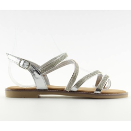 Sandalias plateadas con circonita K952 plata gris Sandalias plateadas con circonita K952 plata gris