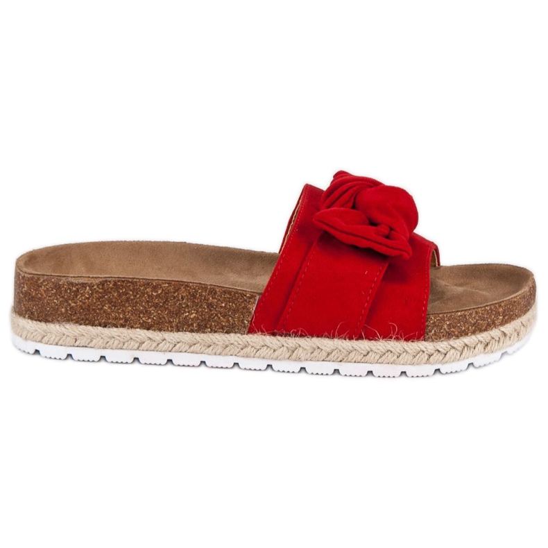 Zapatillas rojas con lazo rojo