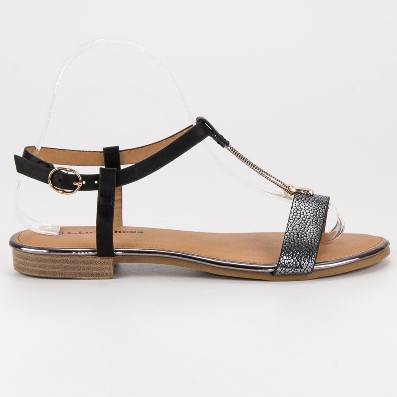 L. Lux. Shoes Sandalias planas negras negro