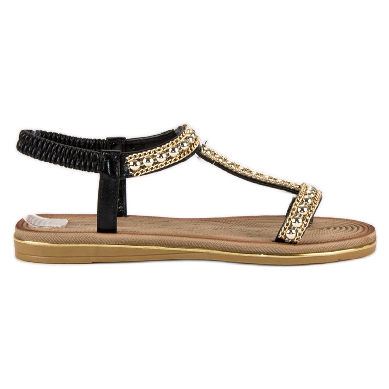 Bello Star Sandalias con estilo con una banda elástica negro