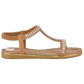 Juliet Sandalias planas camel marrón