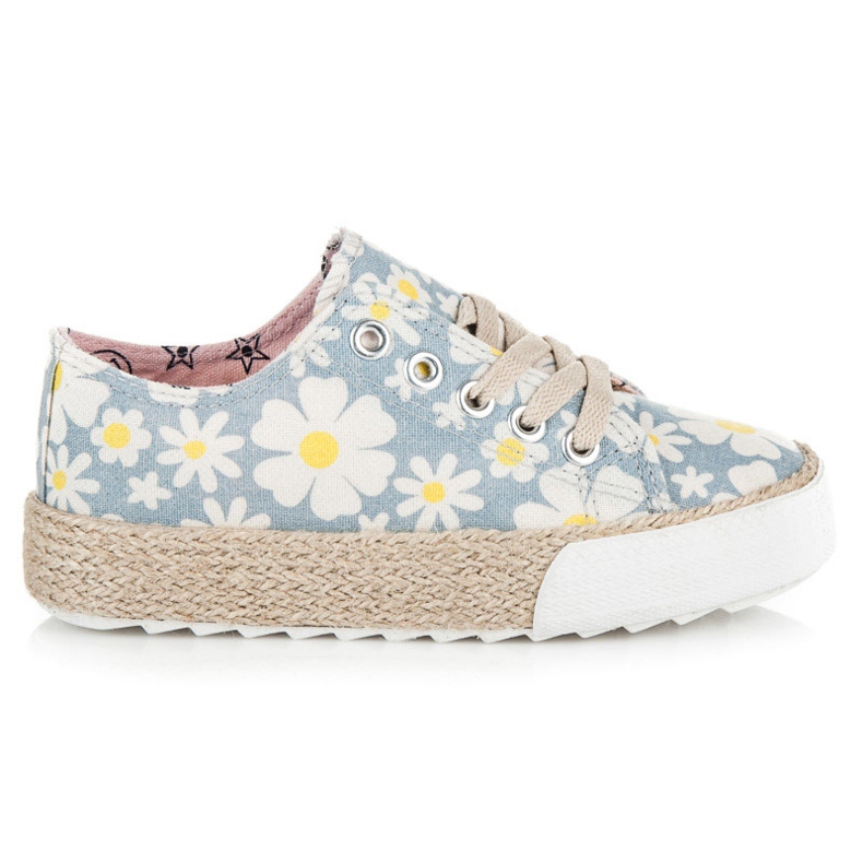 Kylie Zapatillas de deporte de alpargatas en margaritas. blanco azul amarillo