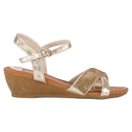 Sandalias cuña doradas dorado