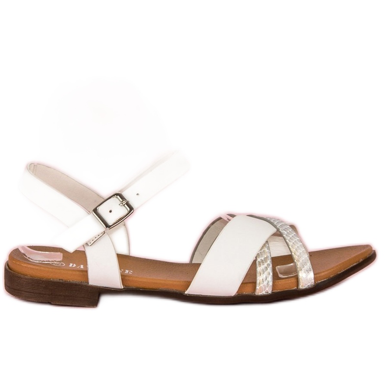 L. Day Sandalias planas blancas blanco gris