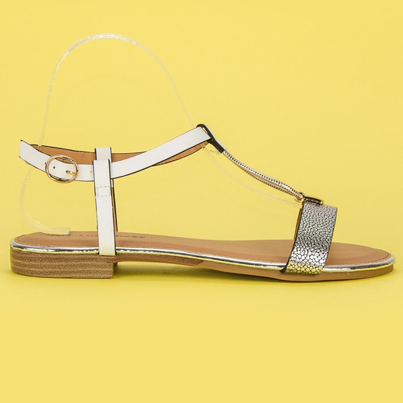 L. Lux. Shoes Sandalias planas blancas blanco gris