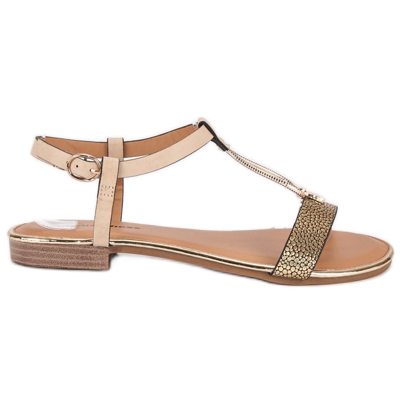 L. Lux. Shoes Sandalias planas beige marrón amarillo
