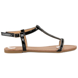 Abloom Sandalias planas lacadas negro