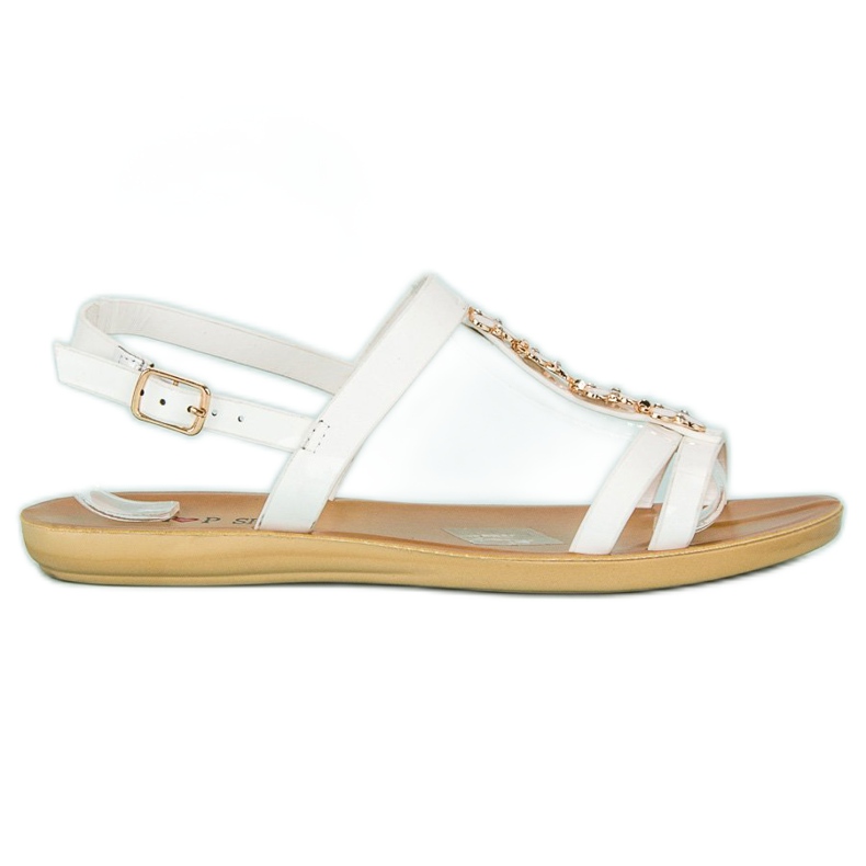Top Shoes Sandalias lacadas con hebilla blanco