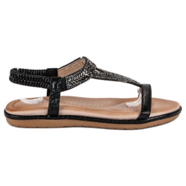 Marquiz Sandalias negras planas con elástico negro
