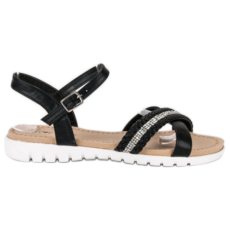 Top Shoes Sandalias planas negras negro