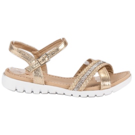 Top Shoes Sandalias planas doradas dorado