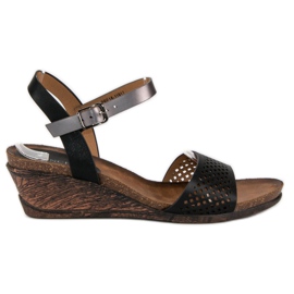 Sandalias Vinceza con cuña negro