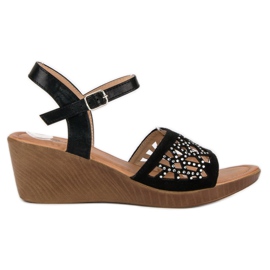 Renda Sandalias cuña elegantes negro
