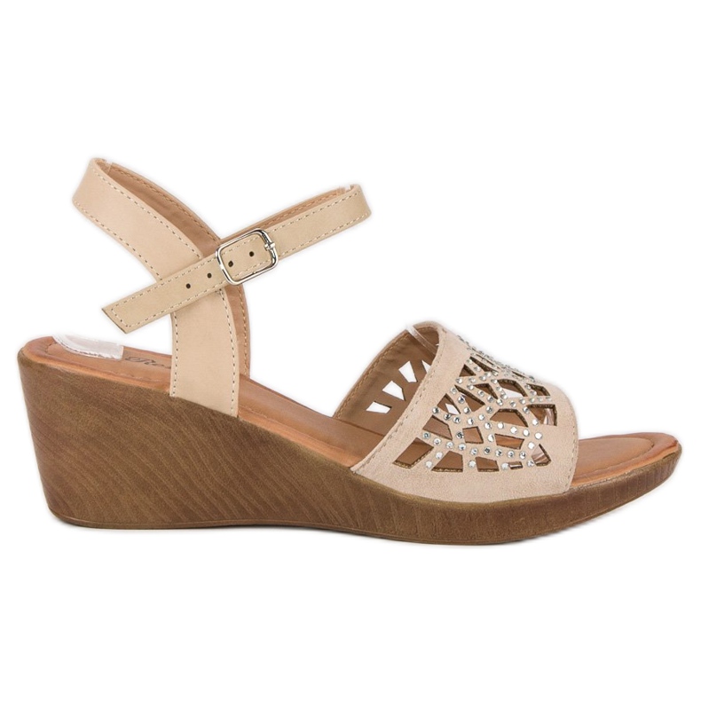 Renda Sandalias cuña elegantes marrón