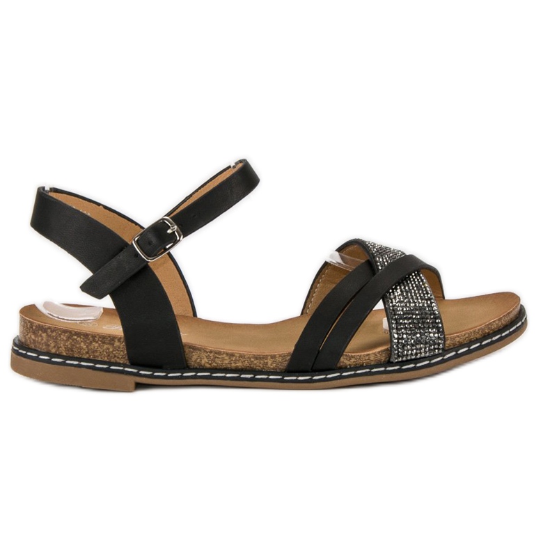 Renda Sandalias planas con hebilla negro