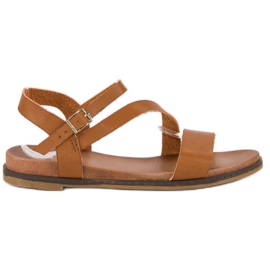 Cómodas sandalias planas marrón multicolor